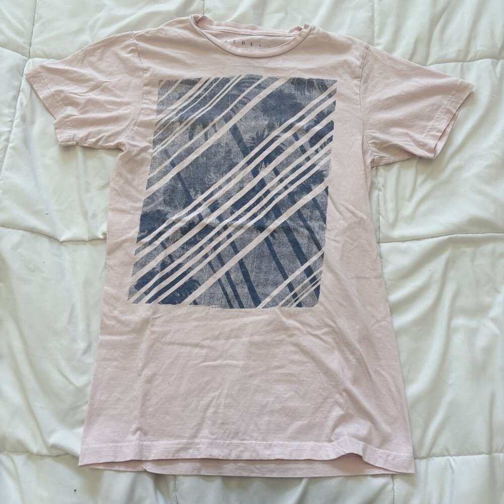 Womens Size Small Short‎ Sleeve T-Shirt Tee Pink Tropical 100% Cotton Classic